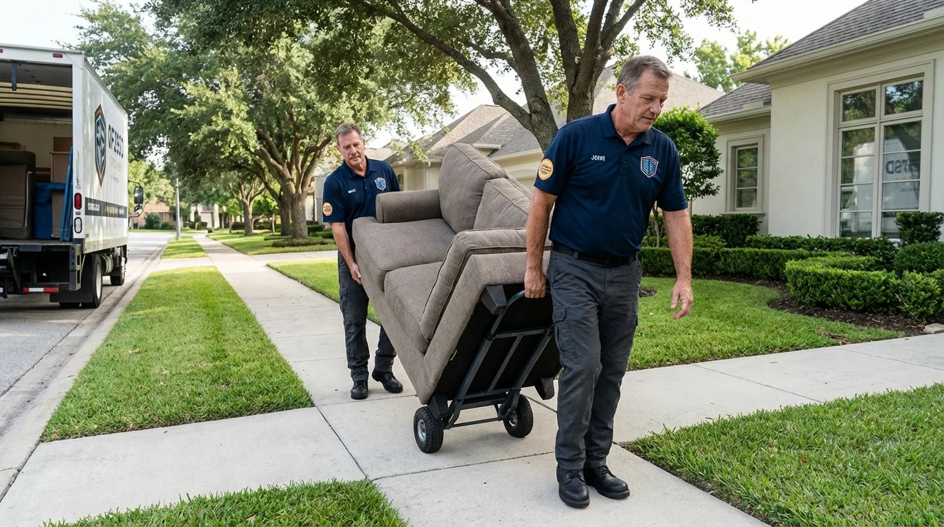 Local residential moving crew loading furniture in Newton, KS